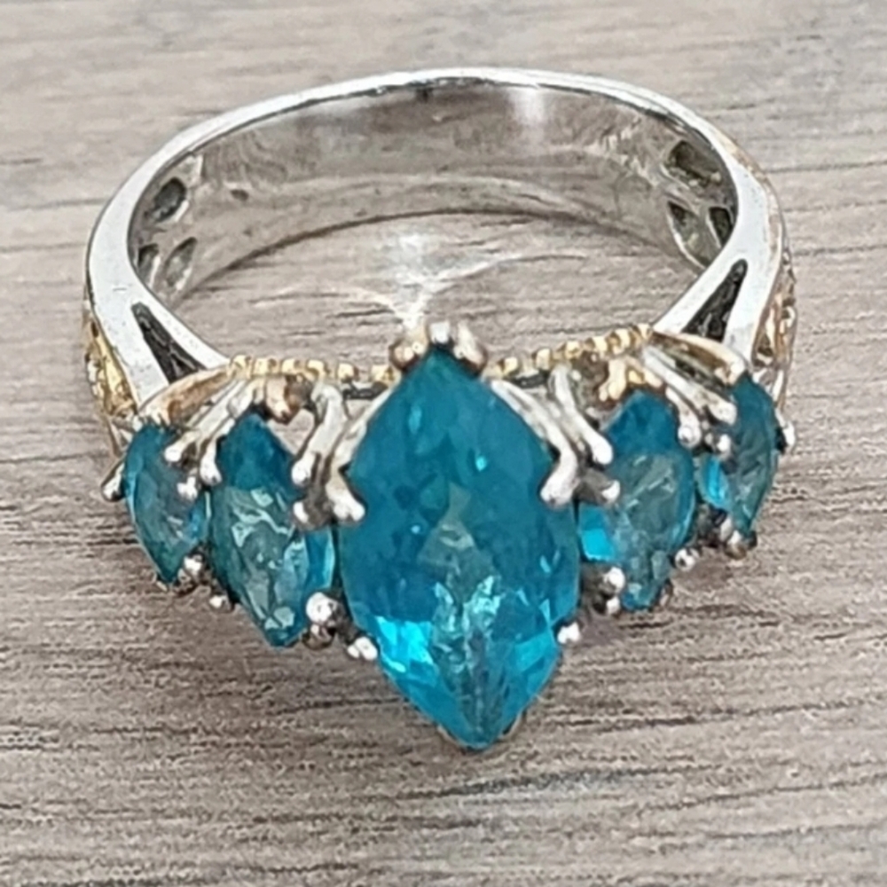 Michael Valitutti Paraiba Topaz Marquis Ring - Picture 3 of 13